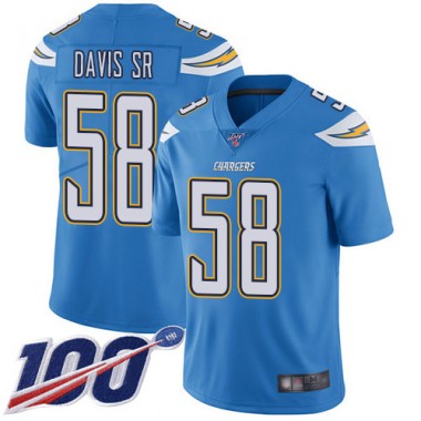 Los Angeles Chargers NFL Football Thomas Davis Sr Electric Blue Jersey Men Limited 58 Alternate 100th Season Vapor Untouchable